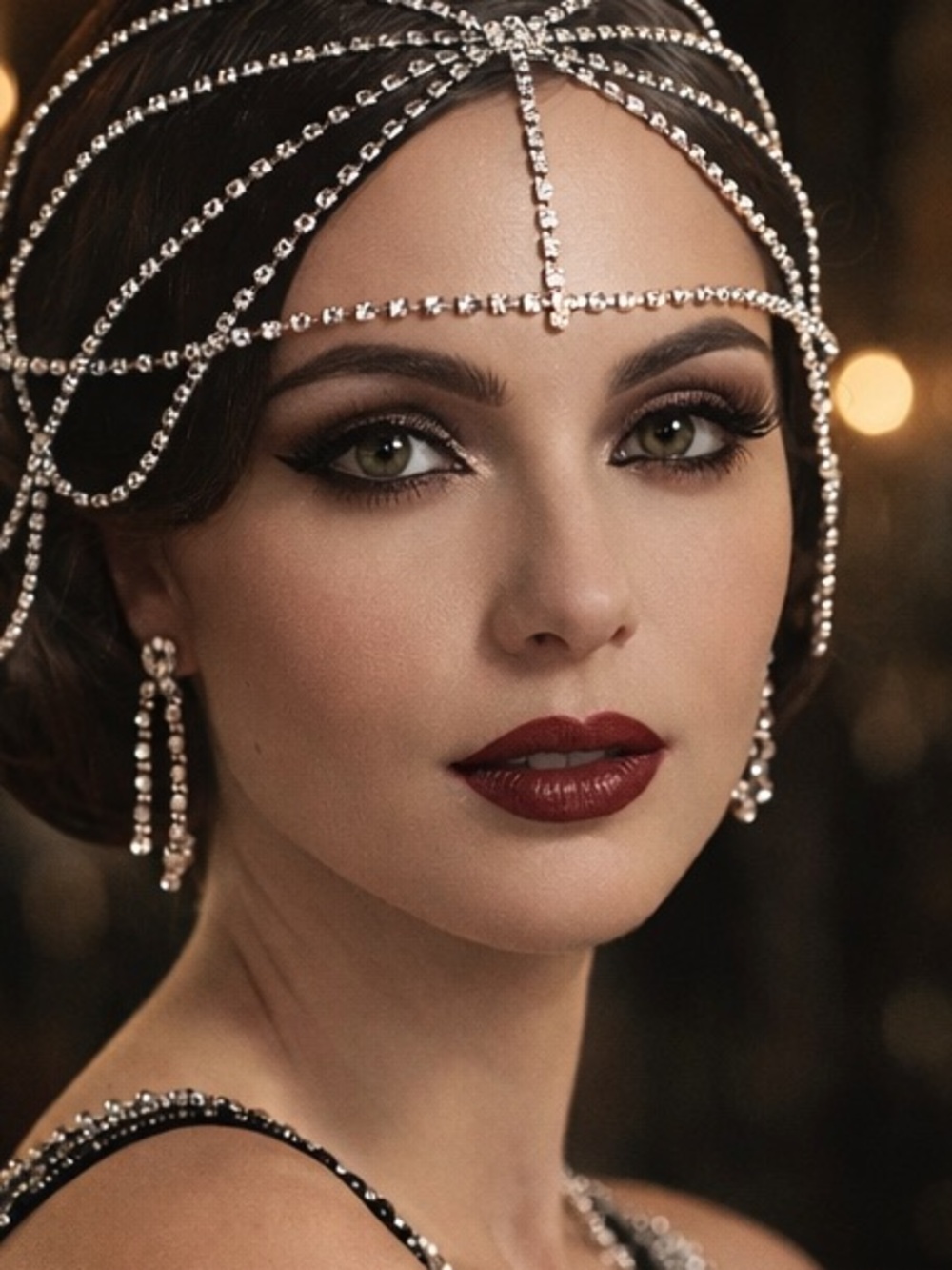 Gatsby Rhinestone Headpiece Crystal 1920s Flapper Bridal Hair Chain